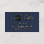Tatoeëerder moderne typografie script blauw zwart visitekaartje (Achterkant)