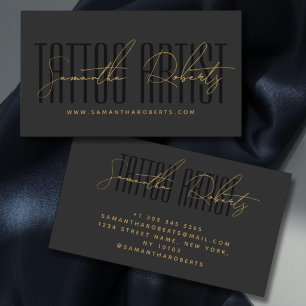 Tatoeëerder moderne typografie script grijs zwart visitekaartje