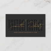 Tatoeëerder moderne typografie script grijs zwart visitekaartje (Voorkant)