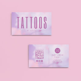 Tatoeëerder QR-code & Logo Paars Holografisch  Visitekaartje