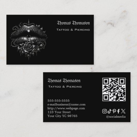 Tatoeëerder QR-code  Visitekaartje (Voorkant / Achterkant)