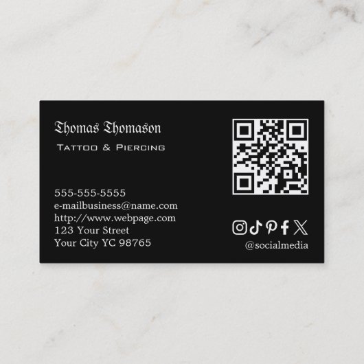 Tatoeëerder QR-code Visitekaartje (Achterkant)