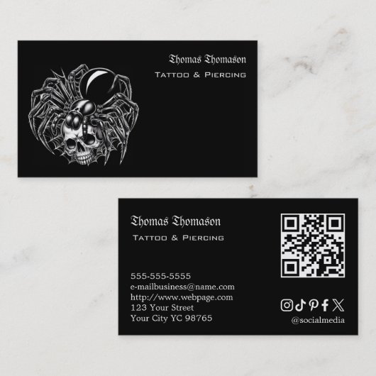 Tatoeëerder QR-code  Visitekaartje (Voorkant / Achterkant)