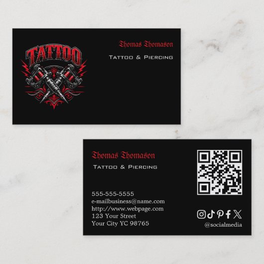 Tatoeëerder QR-code  Visitekaartje (Voorkant / Achterkant)