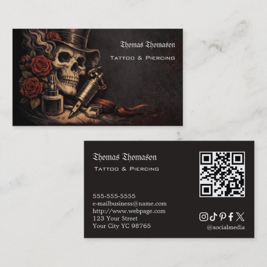 Tatoeëerder QR-code  Visitekaartje (Voorkant / Achterkant)