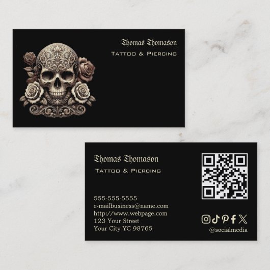Tatoeëerder QR-code  Visitekaartje (Voorkant / Achterkant)