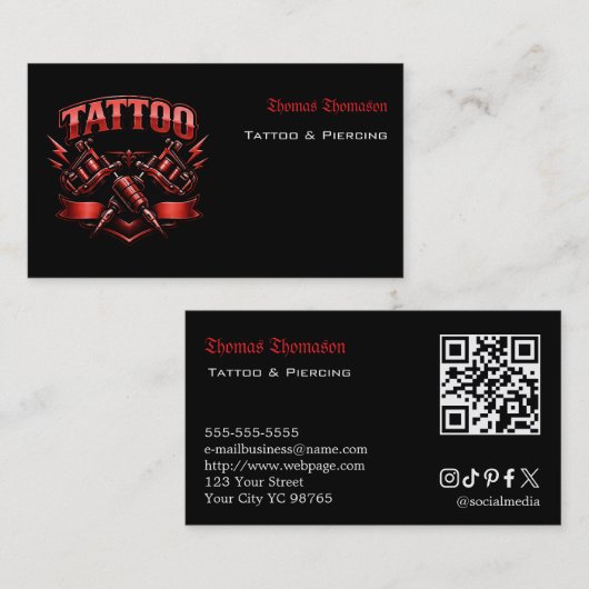 Tatoeëerder QR-code  Visitekaartje (Voorkant / Achterkant)