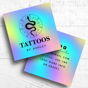 Tatoeëerder Slang Illustratie Eenhoring Regenboog Vierkante Visitekaartje