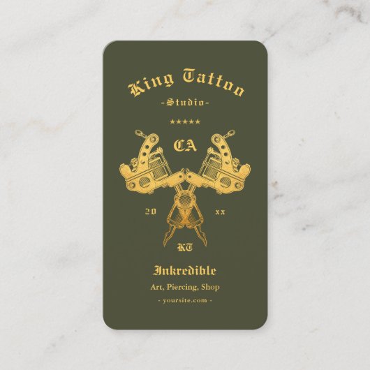 Tatoeëerder Tattoo Artiest Army Green Modern Visitekaartje (Voorkant)