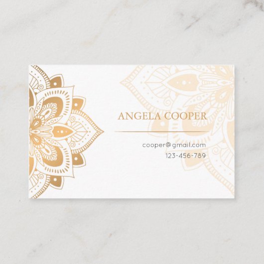 Tatoo Master Gouden Bloemen Elegant Monogram Visitekaartje (Achterkant)