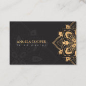 Tatoo Master Gouden Bloemen Elegant Monogram Visitekaartje (Voorkant)