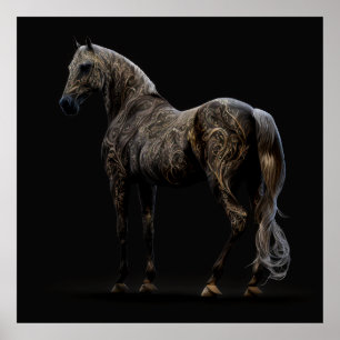 Tatoo-paarden, Abstracte kleuren, kunstprintwand Poster