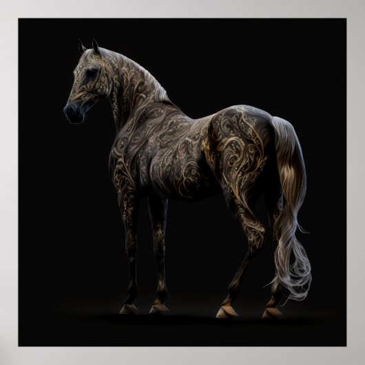 Tatoo-paarden, Abstracte kleuren, kunstprintwand Poster (Voorkant)