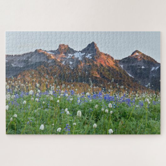 Tatoosh Range en wilde bloemen | Mt. Rainier Legpuzzel (Horizontaal)