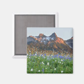 Tatoosh Range en wilde bloemen | Mt. Rainier Magneet (Voorkant / Achterkant)