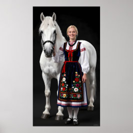 Tatra Folk Maiden en White Horse Poster