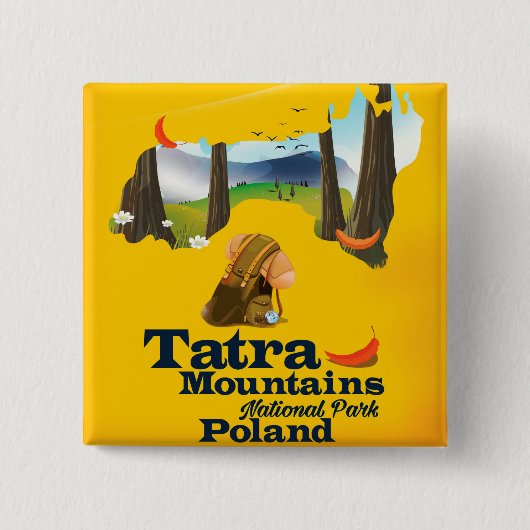 Tatra Mountains Nationaal Park, Polen Vierkante Button 5,1 Cm (Voorkant)