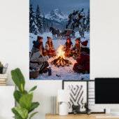 Tatra Winter Kampvuur Slee Scene Poster (Thuiskantoor)
