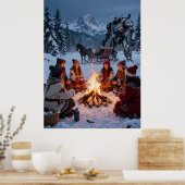 Tatra Winter Kampvuur Slee Scene Poster (Keuken)
