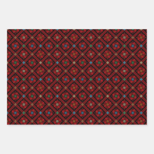 Tatreez Arabische Thobe Henna Kunstwerkpatroon Inpakpapier Vel (Voorkant 2)