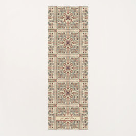Tatreez pattern, beige geometric ornament yogamat