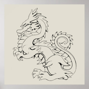 Tatsu Aziatische draak zijn fantastische mythische Poster