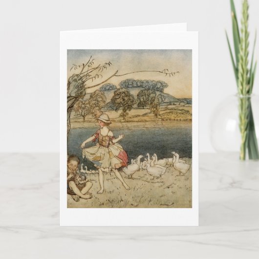 Tattercoats die terwijl de Gooseherd Pijpen dansen Kaart (Voorkant)