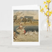 Tattercoats die terwijl de Gooseherd Pijpen dansen Kaart (Gele Bloem)