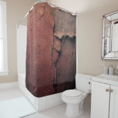 Tattered Canvas Abstract in Rust and Earth Douchegordijn (In situ)