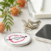 Tattered Edge Red Heart Outline Arrow-Sjabloon Sleutelhanger (Zijkant)