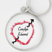 Tattered Edge Red Heart Outline Arrow-Sjabloon Sleutelhanger (Voorkant)