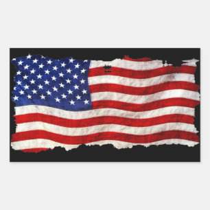 Tattered Grunge Patriotic USA Flag, Verenigde Stat Rechthoekige Sticker