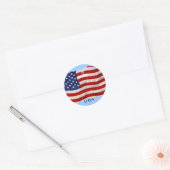Tattered Grunge Patriotic USA Flag, Verenigde Stat Ronde Sticker (Envelop)