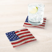 Tattered Grunge Patriottische Vlag VS Glazen Onderzetter (Schuin)