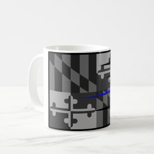 Tattered Maryland Flag Thin Blue Line Mok (Voorkant links)