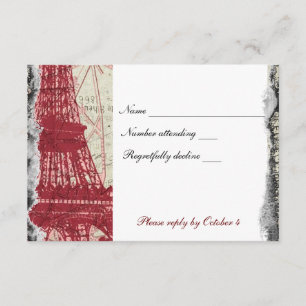 Tattered Red Paris Eiffel Tower rsvp met envelop