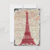 Tattered Red Paris Eiffel Tower rsvp met envelop Kaartje (Achterkant)