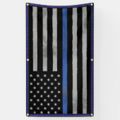 Tattered Thin Blue Line Flag Spandoek (Verticaal)