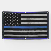 Tattered Thin Blue Line Flag Spandoek (Horizontaal)