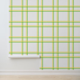 Tattersall in Lemon & Lime op witte Peel & Stick Behang