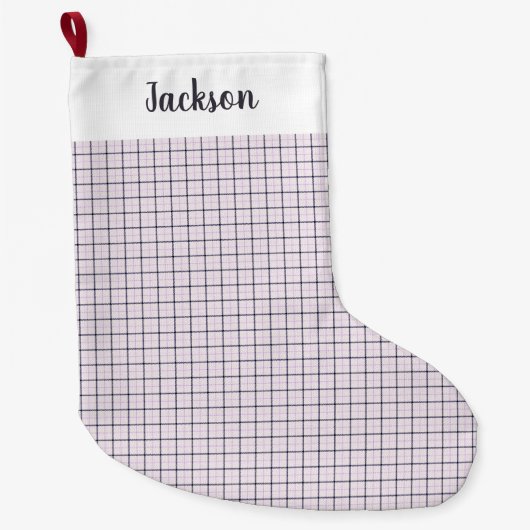Tattersall Pattern Violet White Dark Blue Pset Grote Kerstsok (Voorkant)