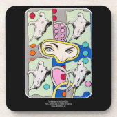 ‘Tattletales in the Spirit Box’ schilderij op een Bier Onderzetter (Voorkant)