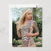 Tattoed Bikini Model Foto Briefkaart (Voorkant / Achterkant)