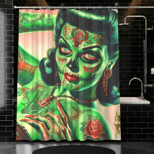 Tattoed Zombie Pin-up Douchegordijn