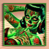 Tattoed Zombie Pin-up Poster
