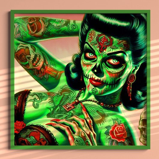 Tattoed Zombie Pin-up Poster