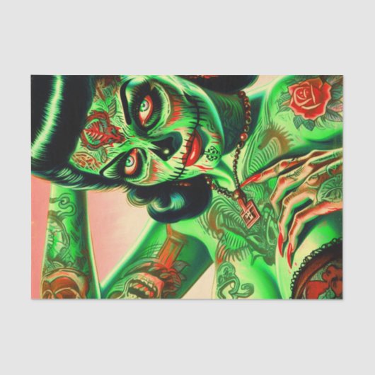 Tattoed Zombie Pin-up Tissuepapier (Voorkant)