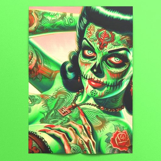 Tattoed Zombie Pin-up Tissuepapier