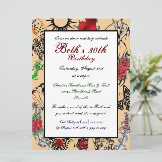 Tattoo Aangepaste feestdagen Kaart (Staand voorkant)