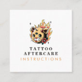 Tattoo Aftercare Instructies Creative Artsy Cat Vierkante Visitekaartje (Voorkant)